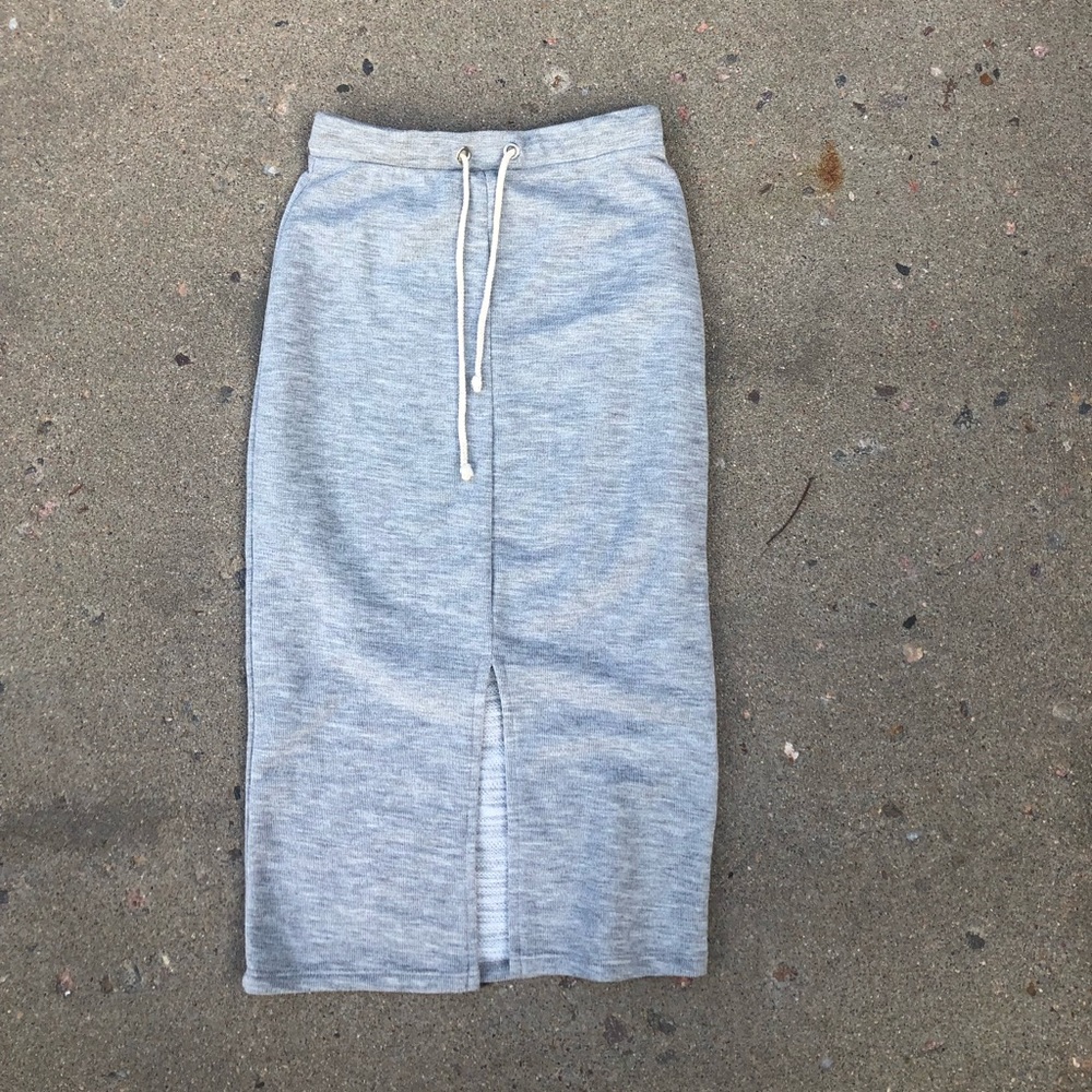 Gray Knit Midi Skirt
